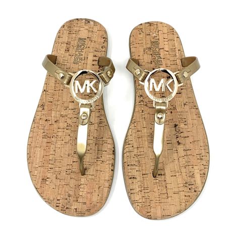 michael kors gold cork jelly sandals|michael kors jilly flat sandal.